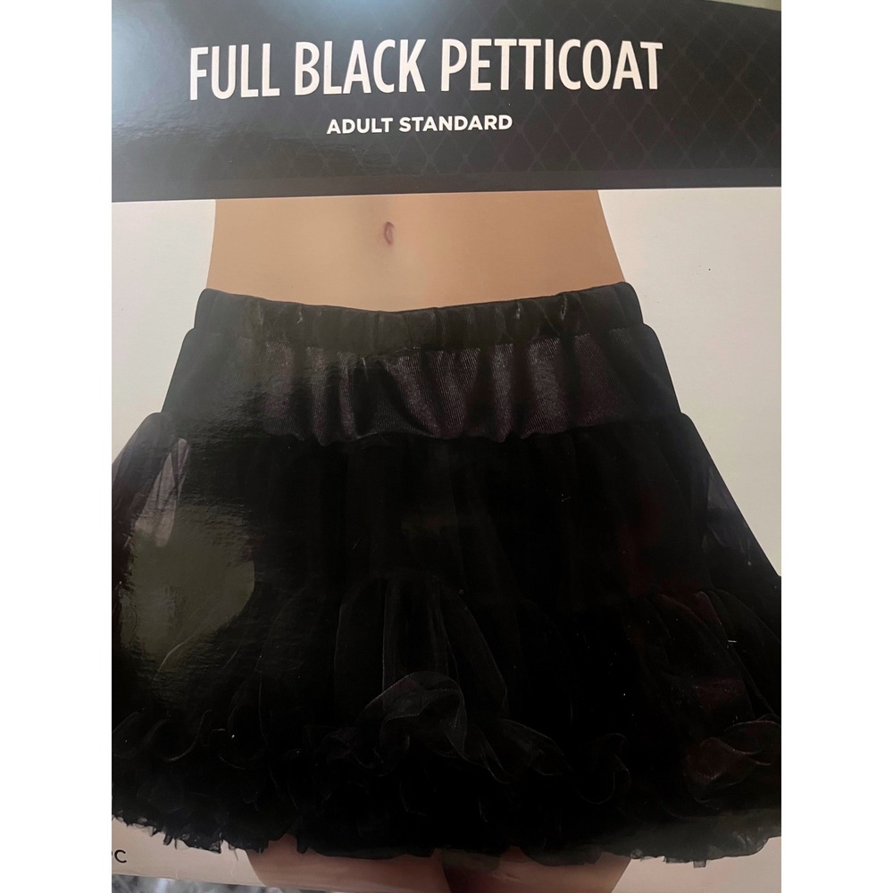 Amscan Black Petticoat Tutu Skirt Womens Up to Size 8 Halloween Costume NWT